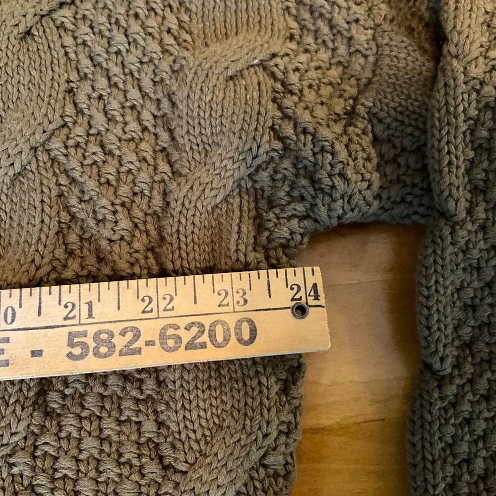 Agnes & Dora Boyfriend Cardigan Olive Green Cable Knit V Neck Pockets S NWT - Picture 5 of 10